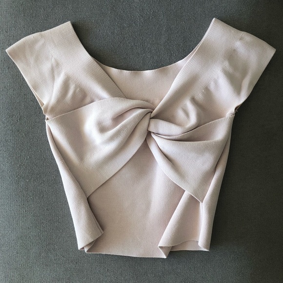 Sheike Tops - SHEIKE - Pink Spandex Woven Bow Pretty Top - Elegant, Flattering, XS, petite